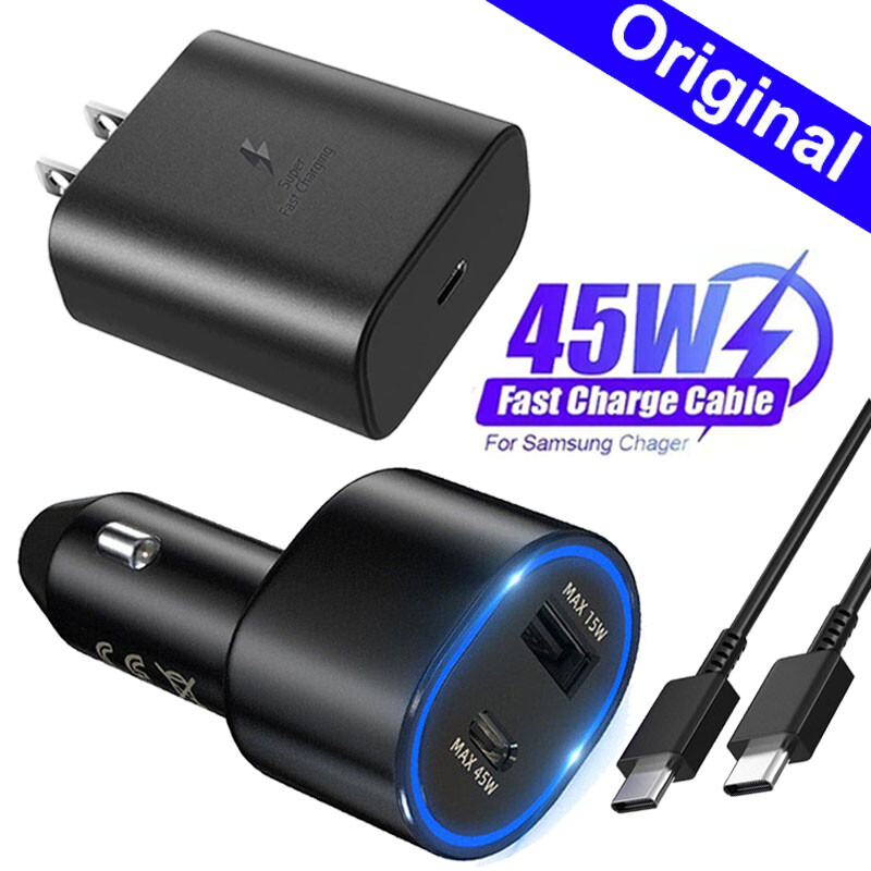 Original 45W Fast Car Charger USB-C Cable For Samsung S24 FE S23 S22 Ultra Fold