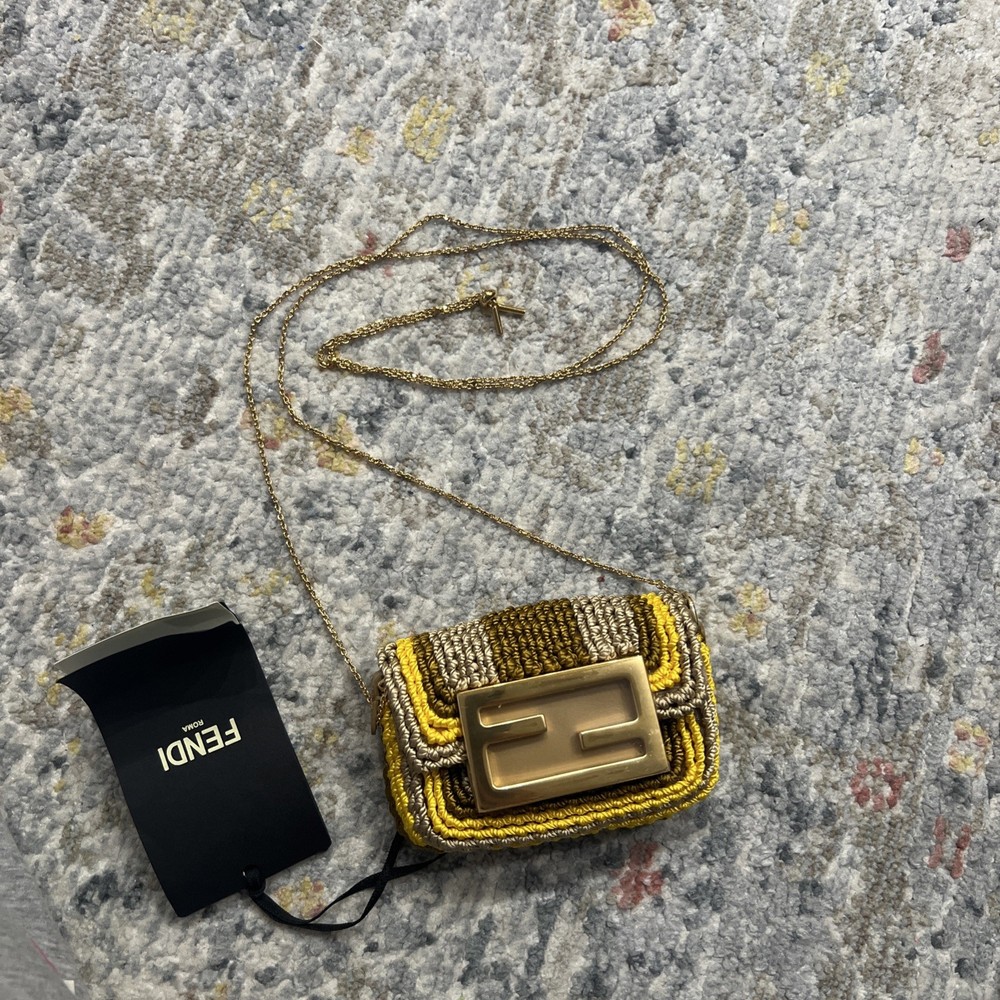 M. Flap Bag/ Baguette Woven Fabric+Cal Sand+ Pomelo+Dark Honey+ Soft gold