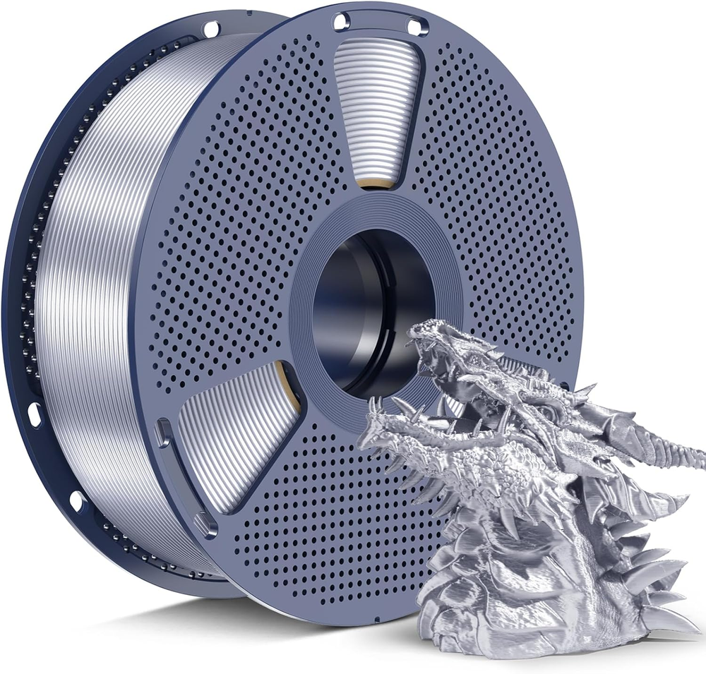 SUNLU Silk PLA+ Filament 1.75Mm, Chrome like Gloss Finish, Smooth Silk Texture,