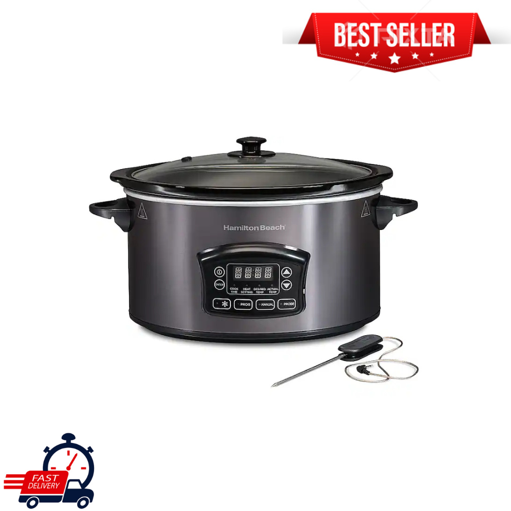 Hamilton Beach Programmable 6QT Slow Cooker with Probe Defrost - Stainless Steel