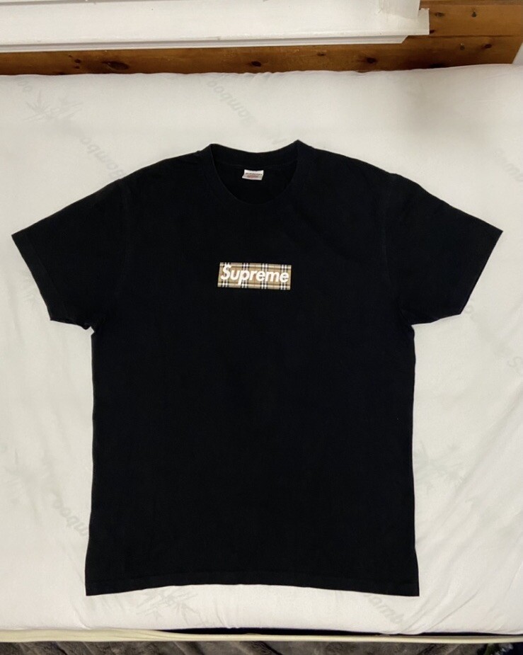 Supreme X Burberry Box Logo Tee Black Size Medium