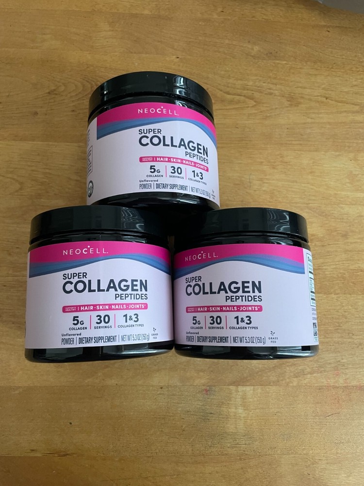 NeoCell Super Collagen Peptides Powder Unflavored 5.3oz 3 Pack