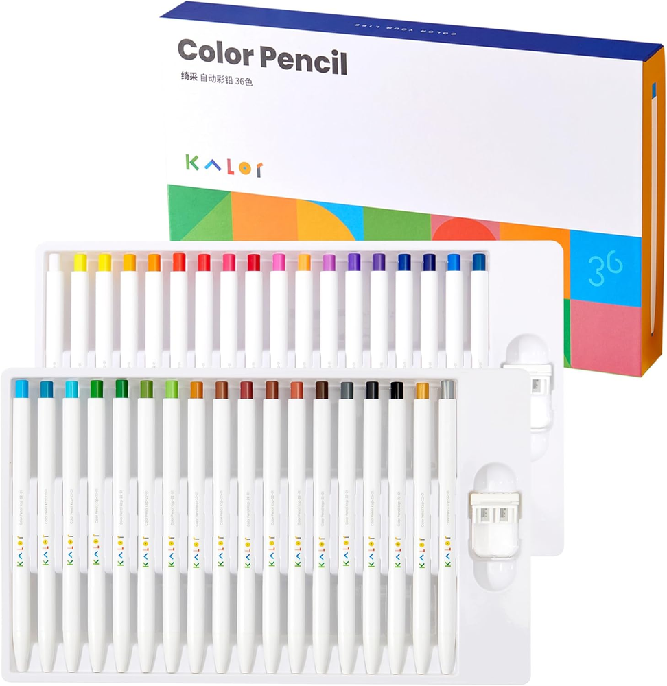 KALOR 36 Premium Color Mechanical Pencil Set Refillable Soft Lead Cores 36 Count