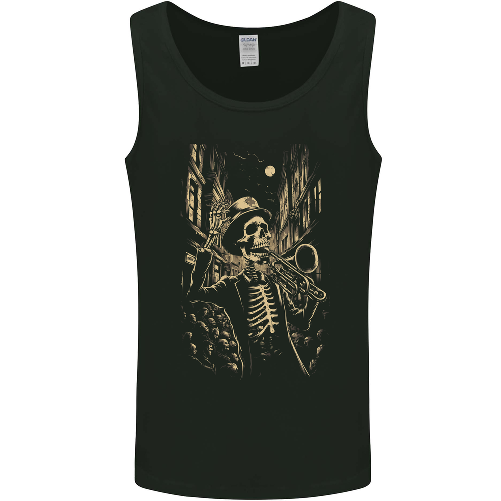 Day of the Dead Skeleton Trumpet DOTD Skull Mens Vest Tank Top