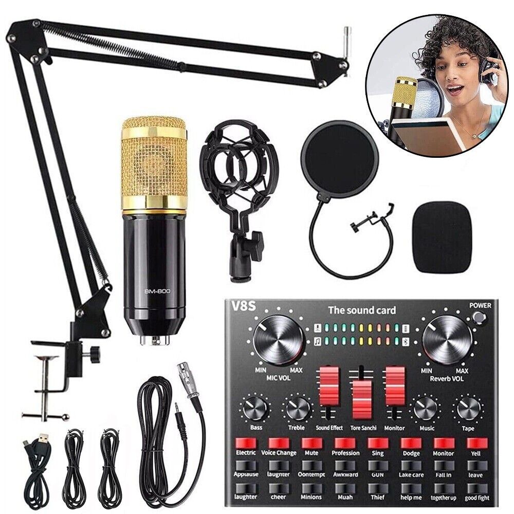 Complete Home Studio Recording Kit Mixer Condenser Microphone for Music Podcast