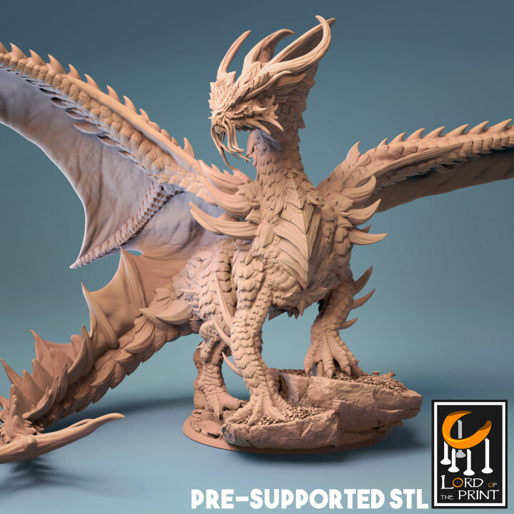 Metallic Gold Dragon DnD Miniature for RPG and Dungeons & Dragons