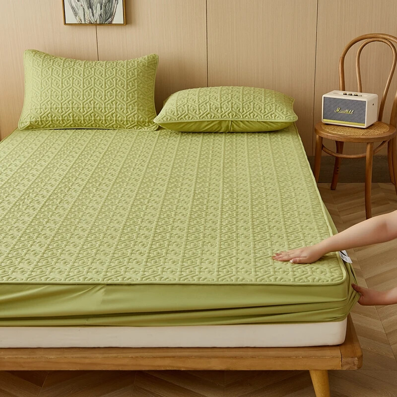 Quilted Mattress Cover Pure Cotton Soft Anti-bacterial Breathable Mattress Toper