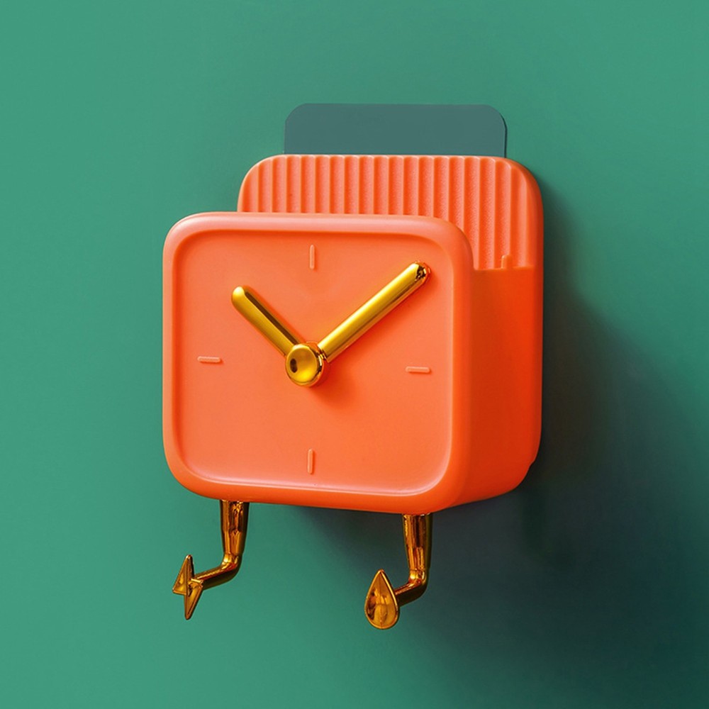 Orange Wall Mounted Storage Box PP Clock Shaped Multifunctional Container IS