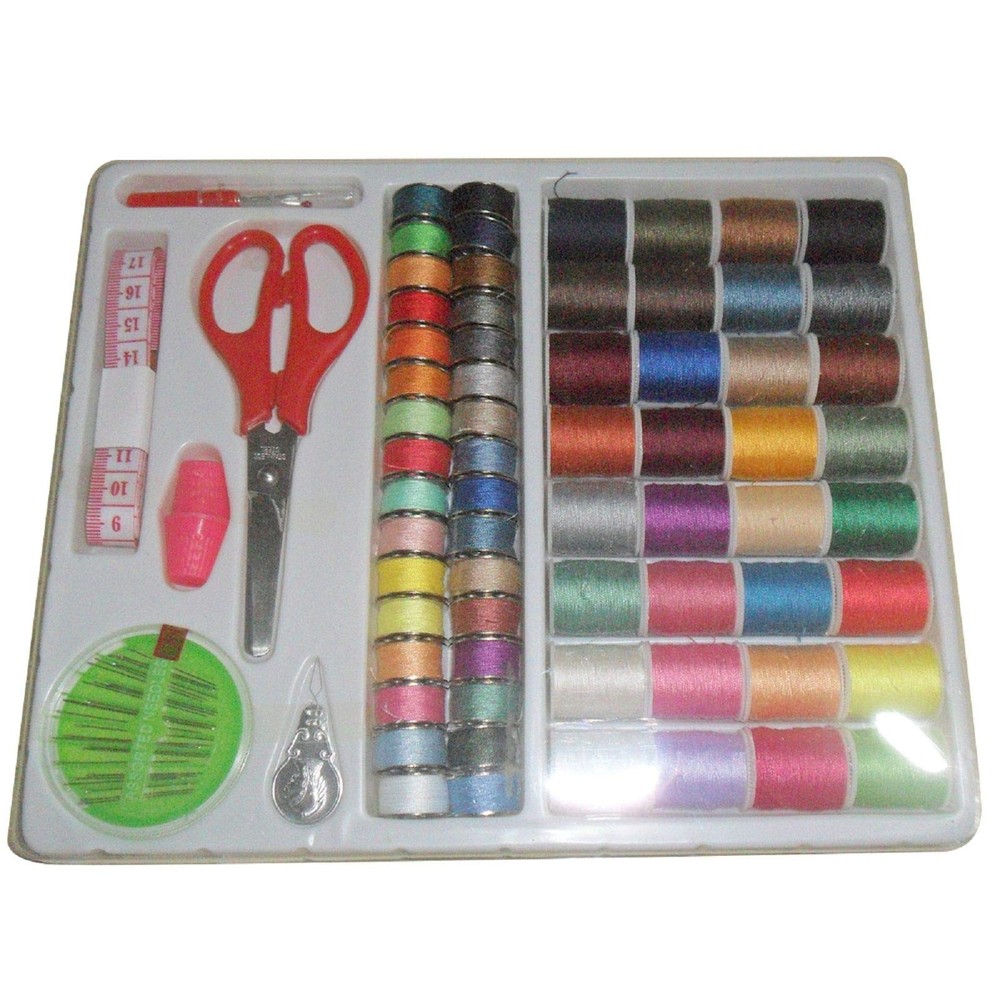 100 PCS Sewing Machine Bobbins & Thread Spools Set for Beginners Home and Travel Use