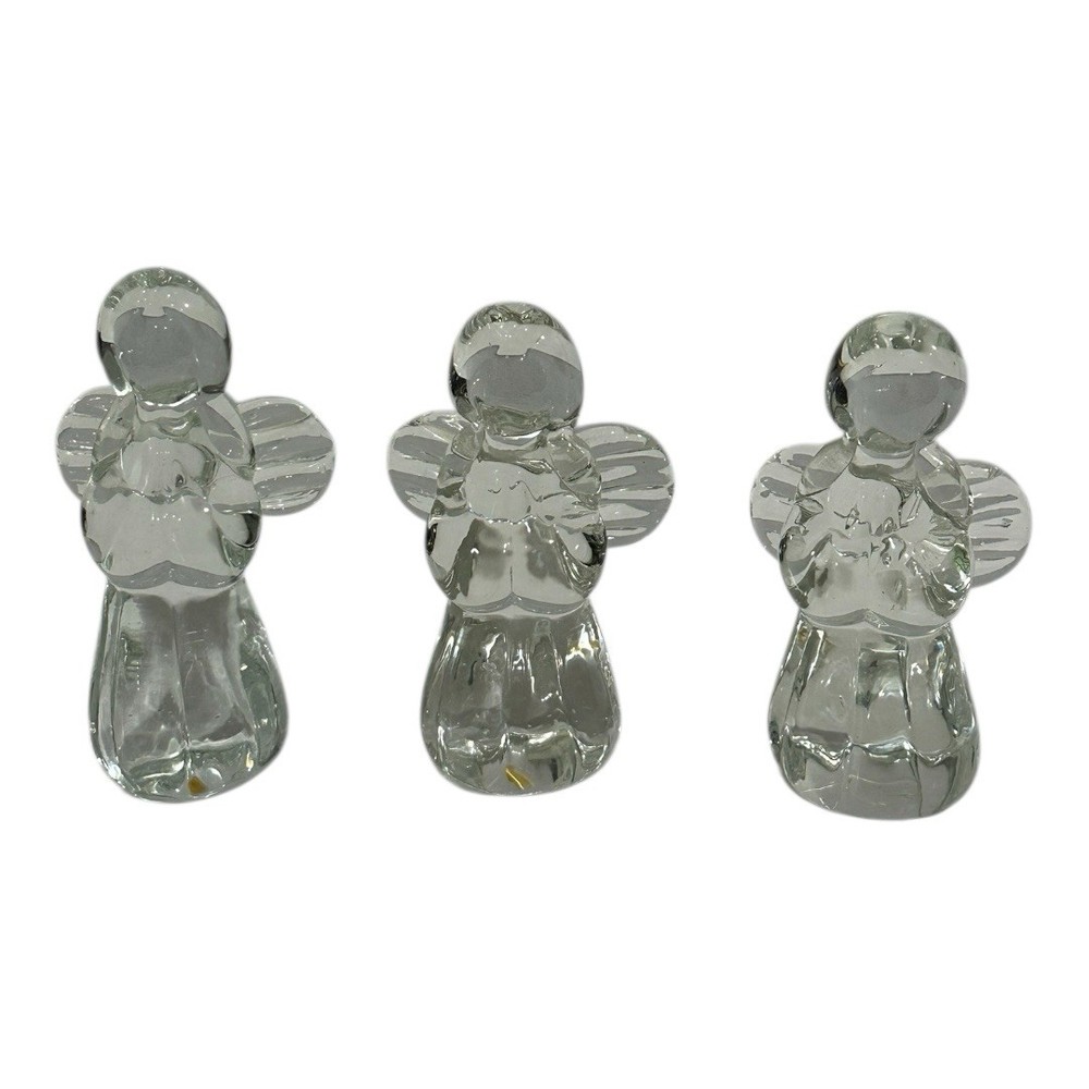 Vintage Handcrafted Crystal Angels Set of 3 Collectible Figurines