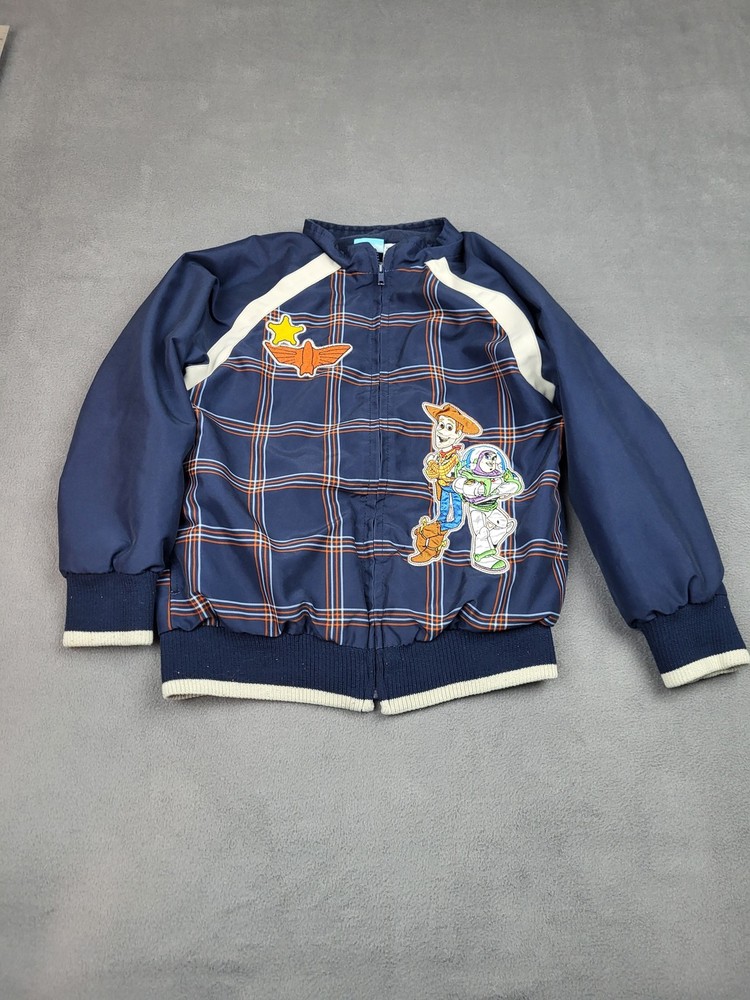 Disney Toy Story Jacket Boys Small Plaid Woody Buzz Lightyear Embroidered
