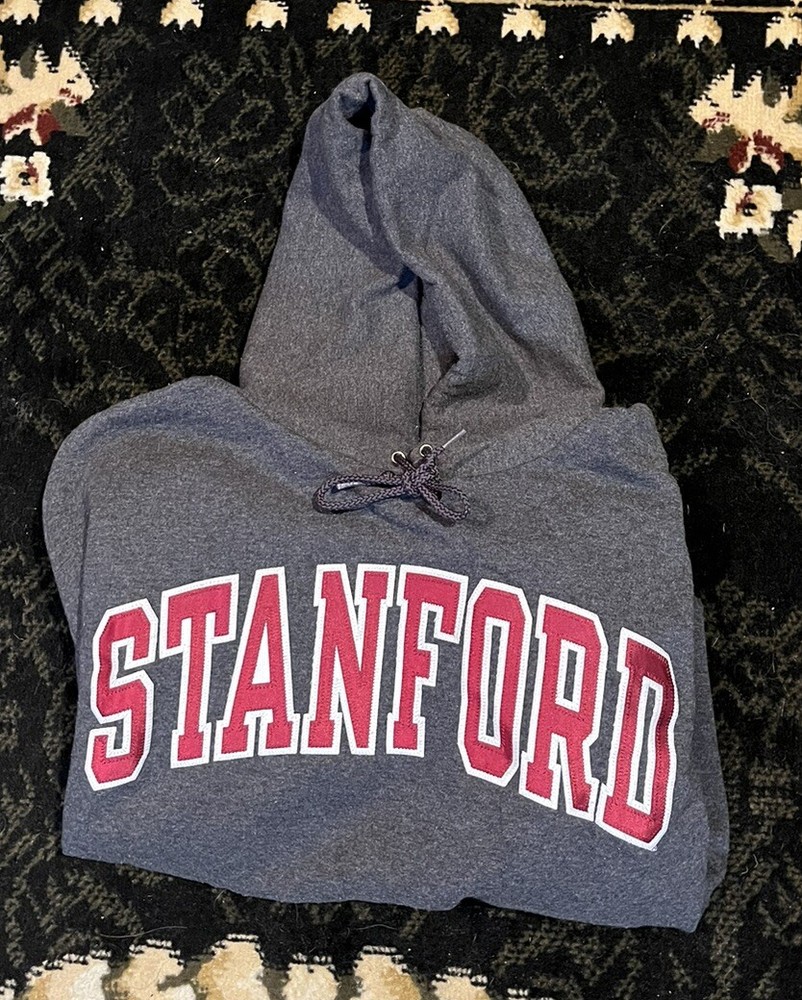 STANFORD Champion XL Hoodie Sweatshirt College Gray Long Sleeve Pocket Pullover