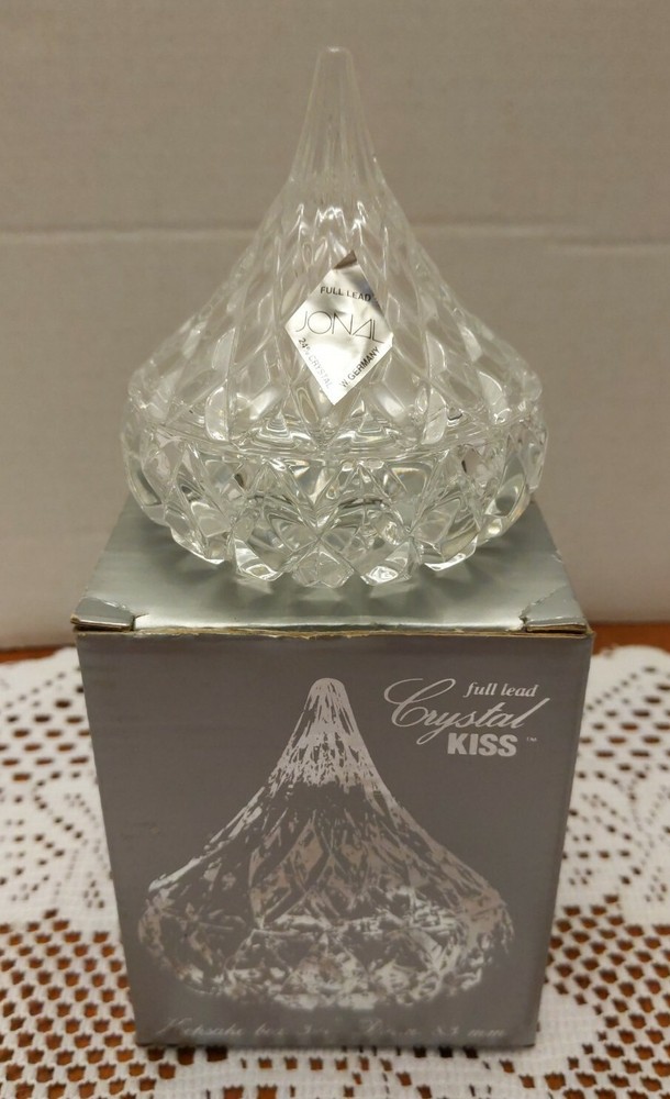 Vintage Full Lead Crystal KISS Hershey's Box with Tags by JONAL Crystal Ltd West Germany-image