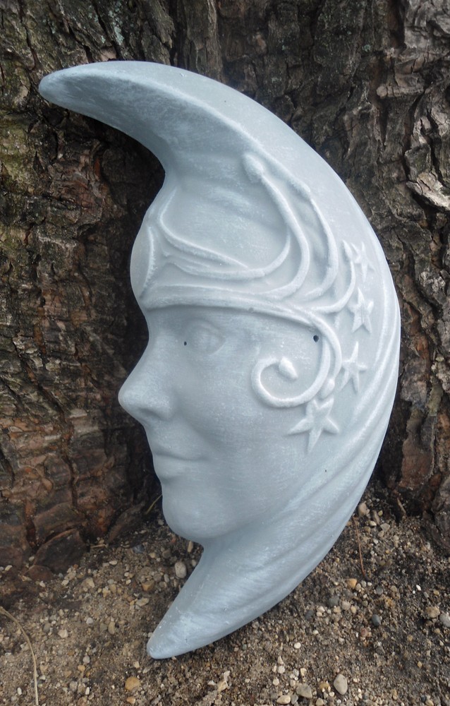 Large Moon Face Concrete Plaster Casting Mold 11x6.5x1.5 Inches