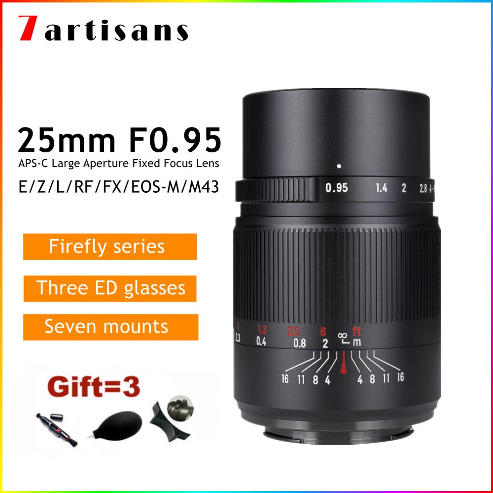 7artisans 25mm F0.95 APS-C Fast Prime Lens for Fuji X Canon RF Sony E Nikon Z MFT L-Mount