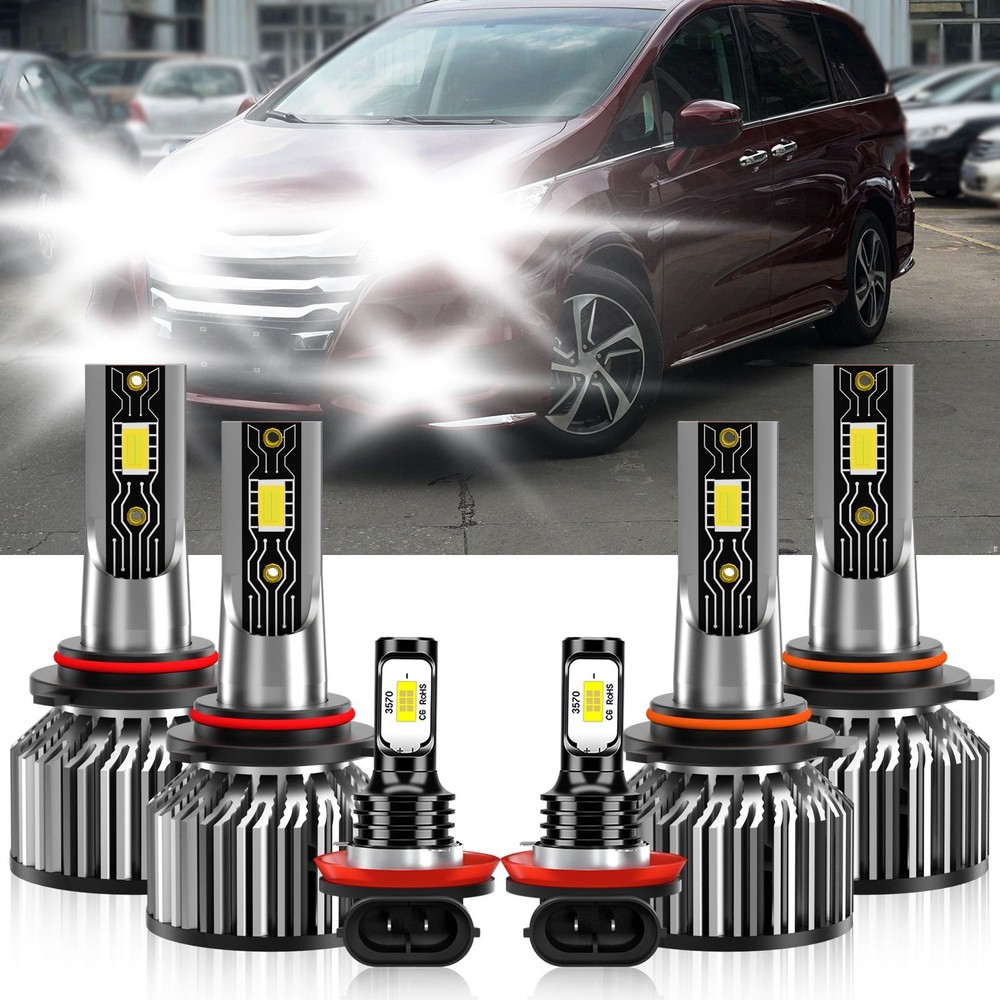 For Honda Odyssey 2005-2010 6X Combo LED Headlight+Fog Lights Bulbs Kit White