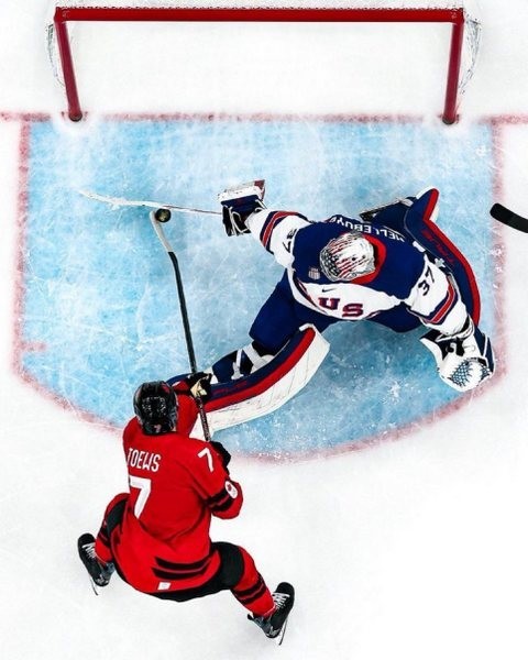CONNOR HELLEBUYCK USA Gold Goalie vs Canada 2026 Olympics 8 x 10 Photo Poster