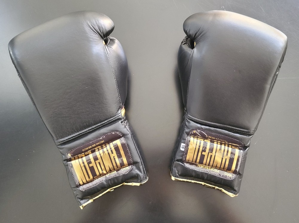 Campeon Boxing Gloves - Professional Grade Genuine Leather Mexico Black w/Gold