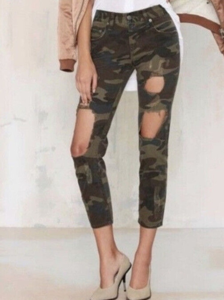 Lovers + Friends Ezra Camo Slim Boyfriend Jeans for Women Size 27