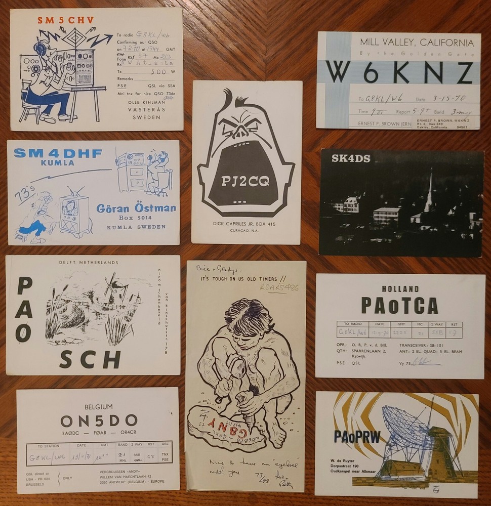 Vintage Card Lot 137 QSL HAM Radio G8KL Collection US & International Postcards
