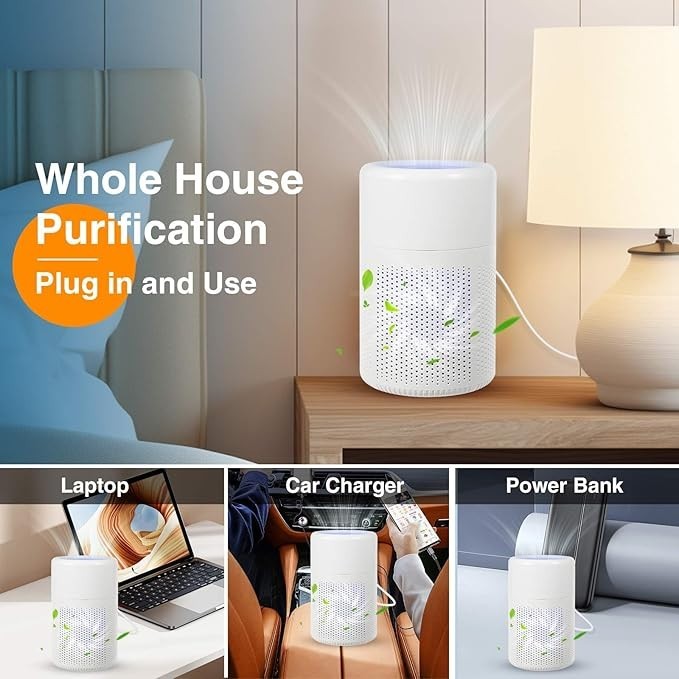 Small Portable Air Purifier H13 HEPA Filter Quiet 37dB Aromatherapy Home Car