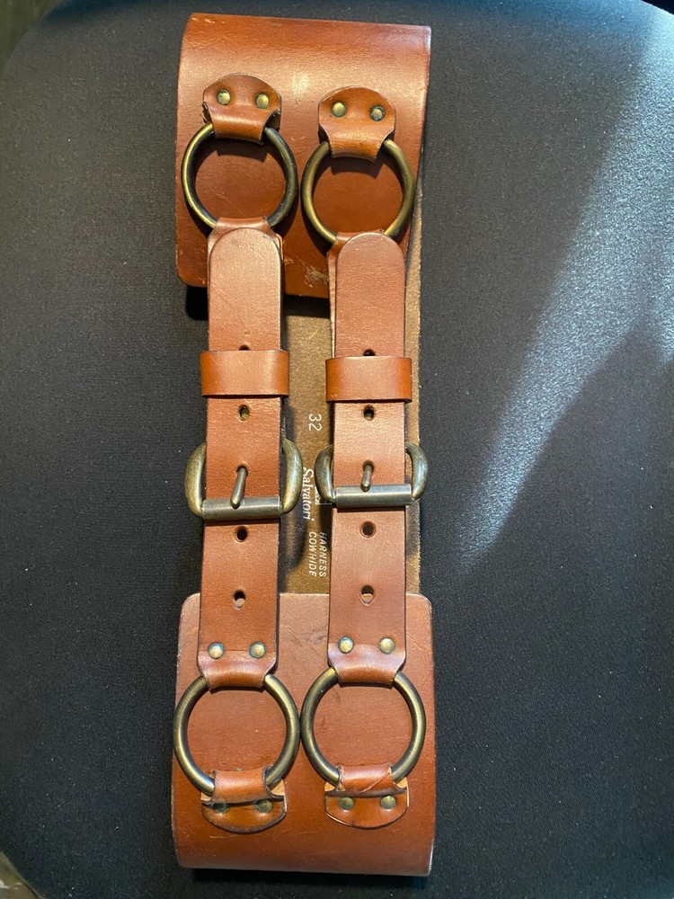 Salvatori Belt Girdle Corset Mens Womens 32 Brass Genuine Harness Cowhide 9615