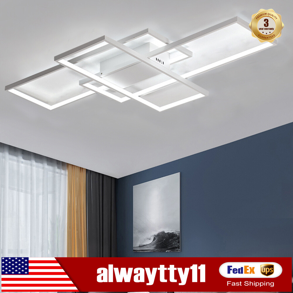 Modern Square Acrylic Chandelier 80W LED Ceiling Light Flush Mount Light Fixture