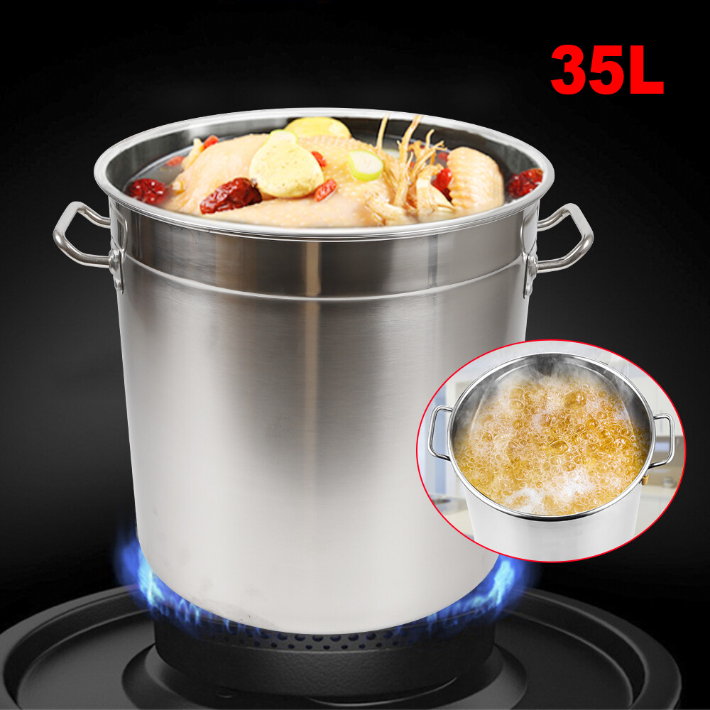 35L/9.25Gal Stock Pot Stainless Steel Large Kitchen Soup Big Cooking Restaurant