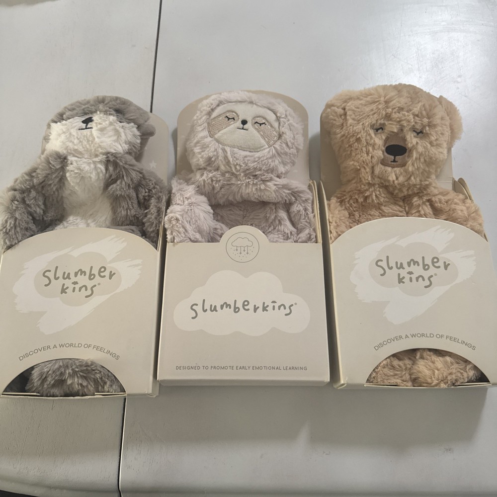 slumberkins plush Bundle Sloth - Otter - Honey Bear.    New Without Cards (read)