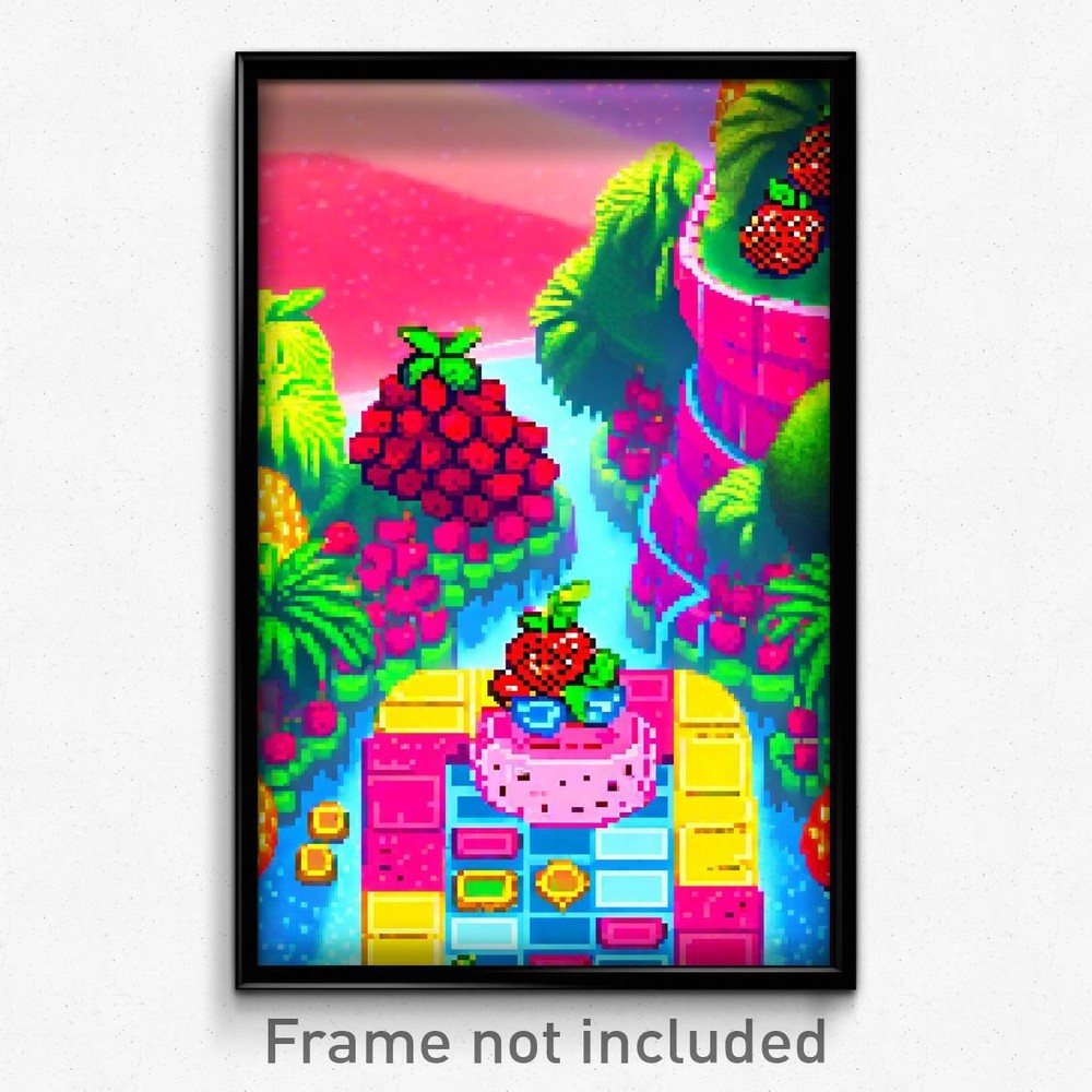 Pixel Art Poster - Fruity Strait (8 Bit Psychedelic Trippy Video Game Print)