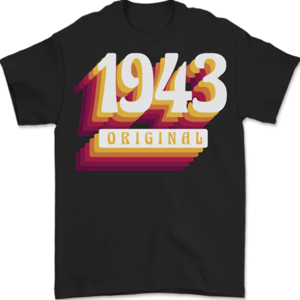 Retro 80th Birthday Original 1943 Mens T-Shirt 100% Cotton