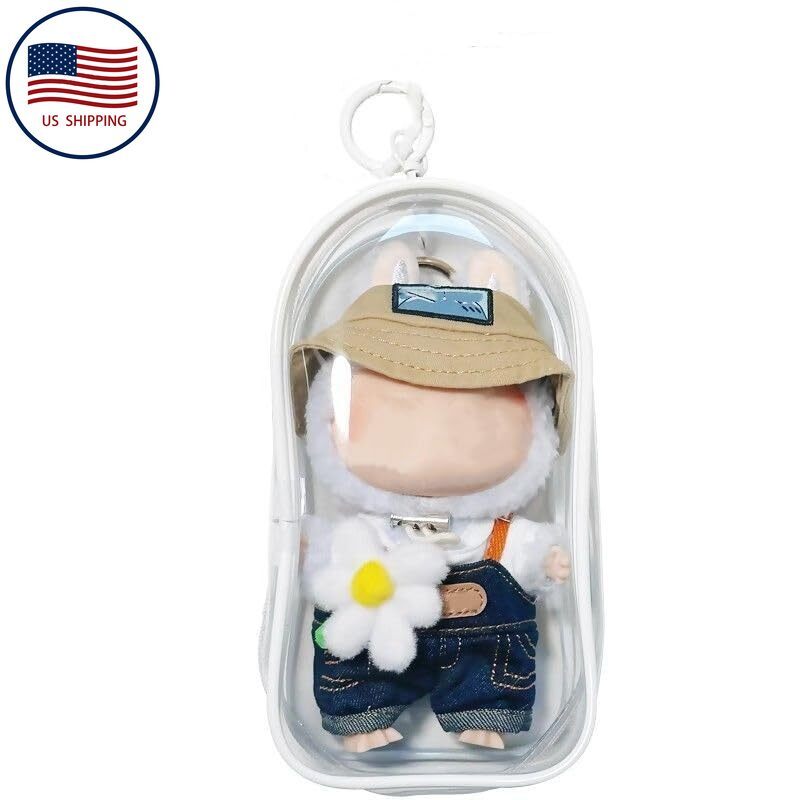 17cm Doll PVC Storage Bag with Clear Display & Detachable Keychain