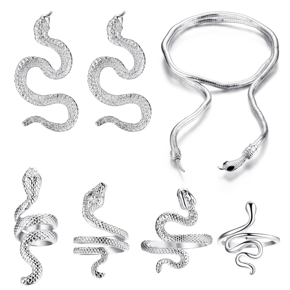 FIBO STEEL Snake Jewelry Set Necklace Ring Earrings for Women Dangle Design
