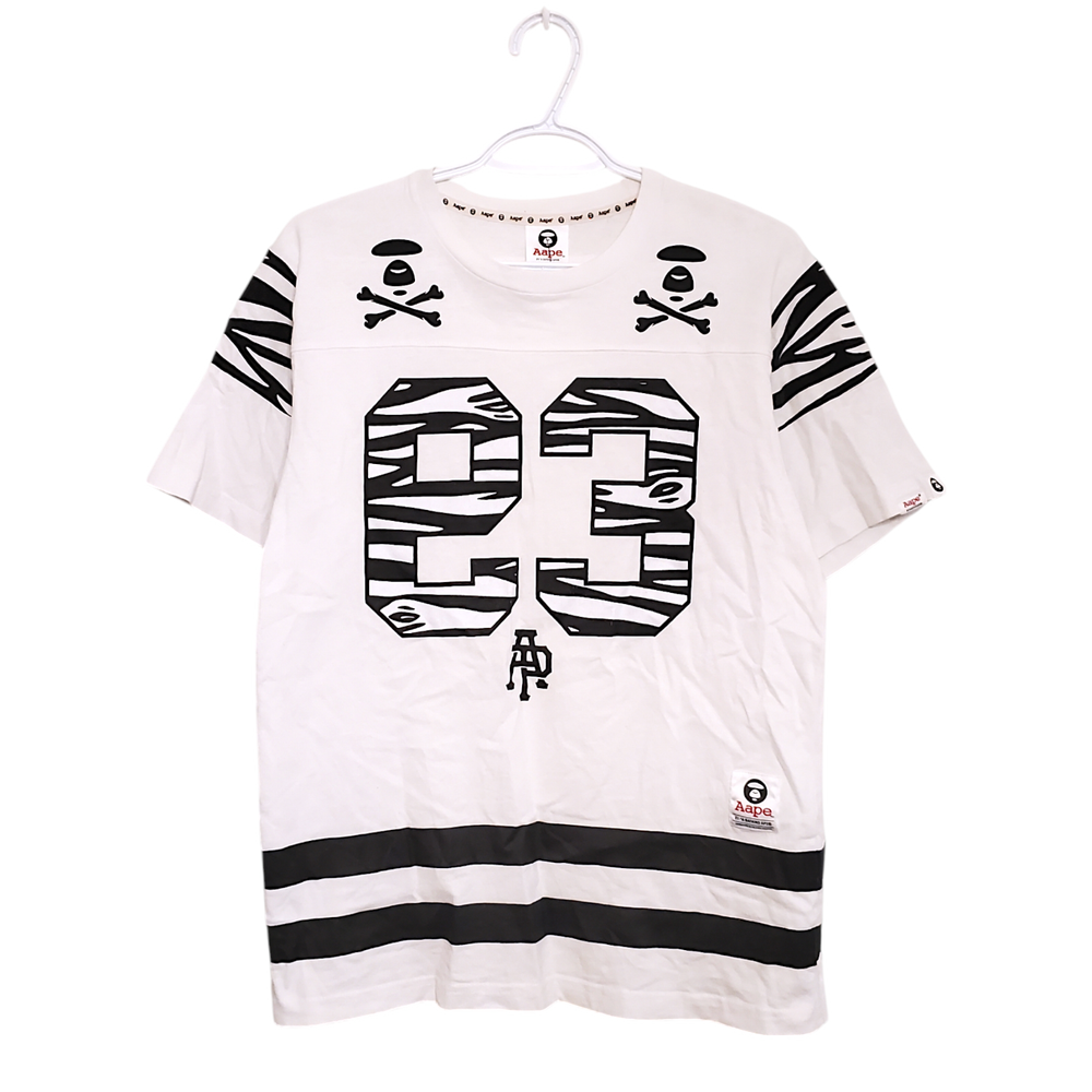 AAPE BAPE spellout graphic shirt white size M