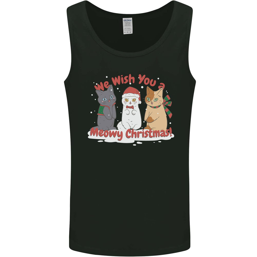Meowy Christmas Funny Xmas Cat Mens Vest Tank Top