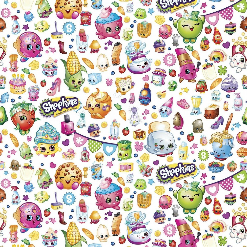 Shopkins Packed Party Multicolor 100% Cotton Fabric Sold by the Yard