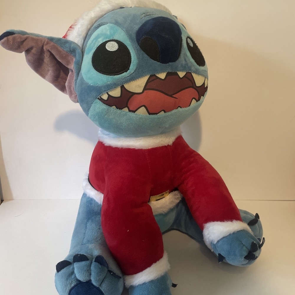 Gemmy 16in Tall Disney's Stitch in Santa Suit Holiday Greeter Christmas Plush