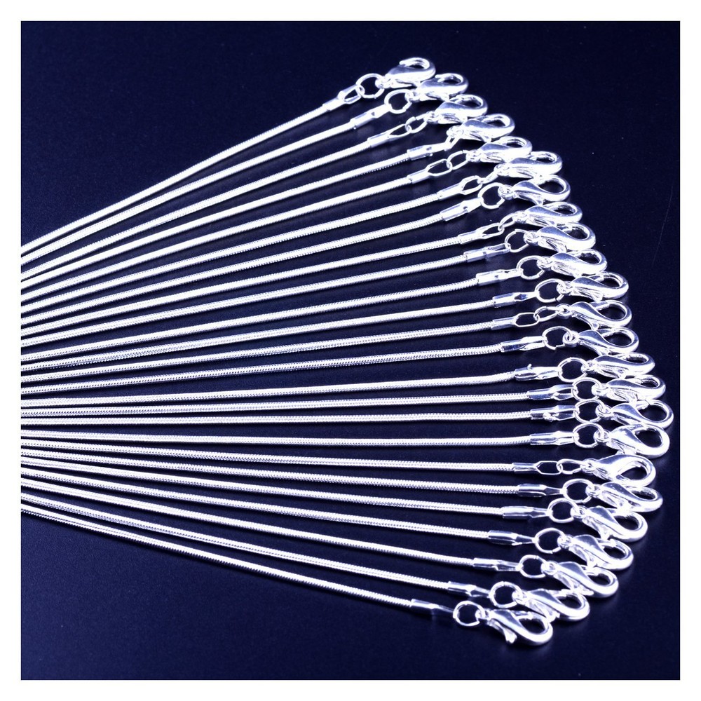 White 925 Silver Plated Snake Chain Necklace 1.2mm 24pcs DIY Brightening Jewelry