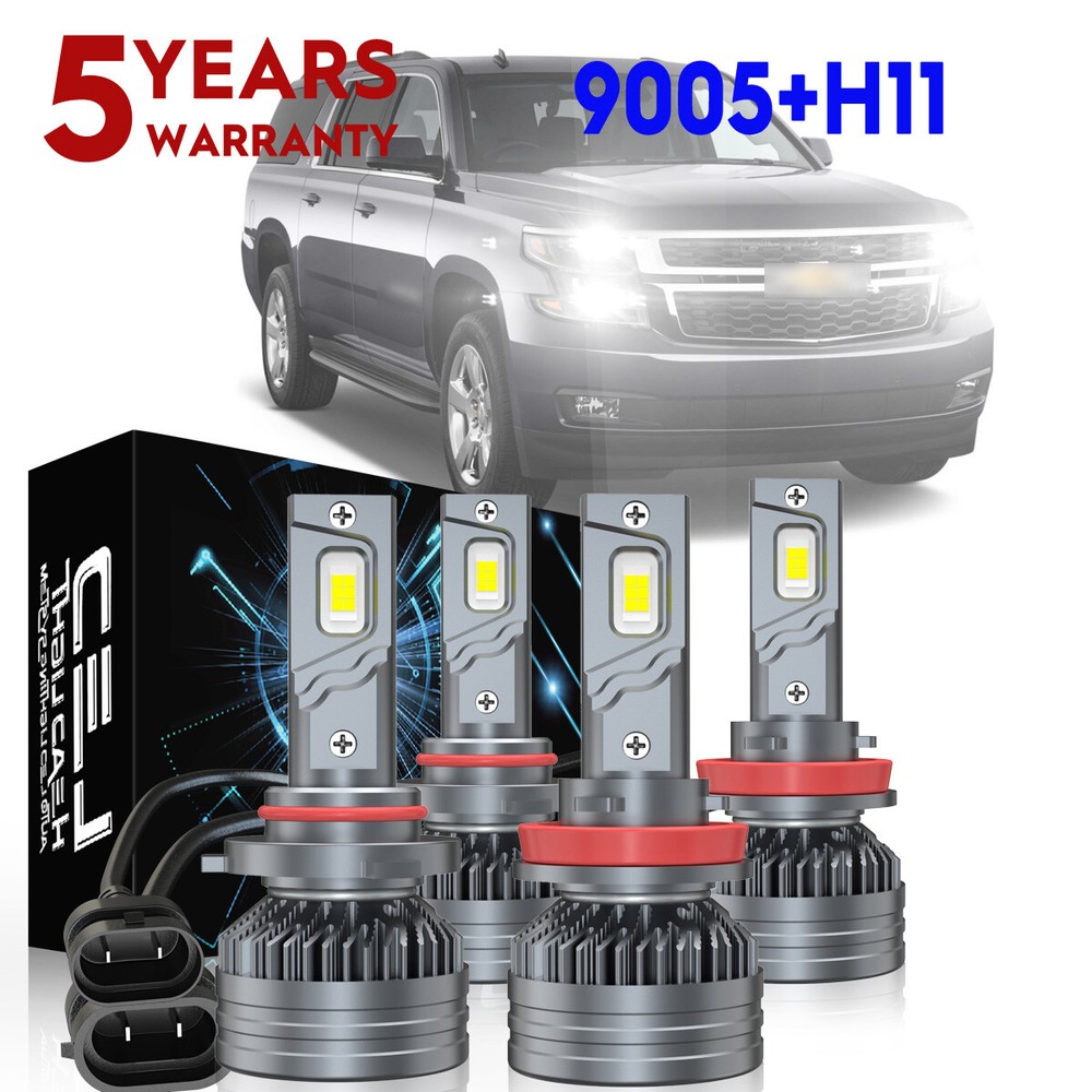 For Chevy Suburban 2015-2020 Combo 6500K LED Headlight Bulbs High+Low Beam kit