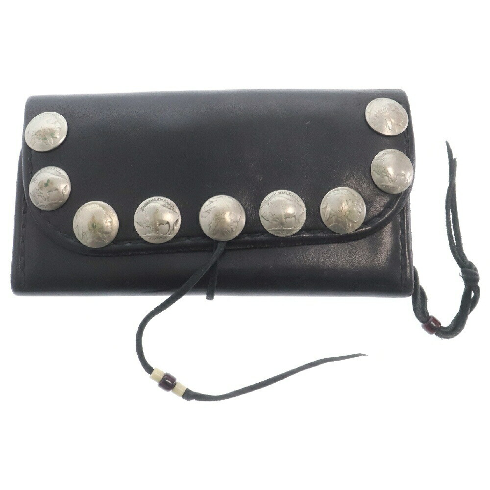 Goro'S Concho Custom Saddle Leather Long Wallet Trifold Black ES592