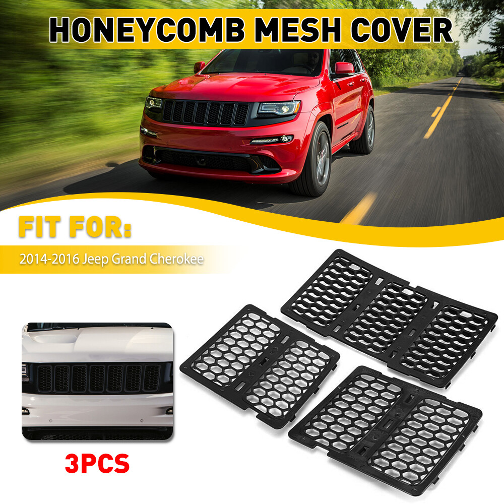 For Jeep Cherokee? 2014-2018 3X Chrome Black Honeycomb Mesh Grille Grill Inserts
