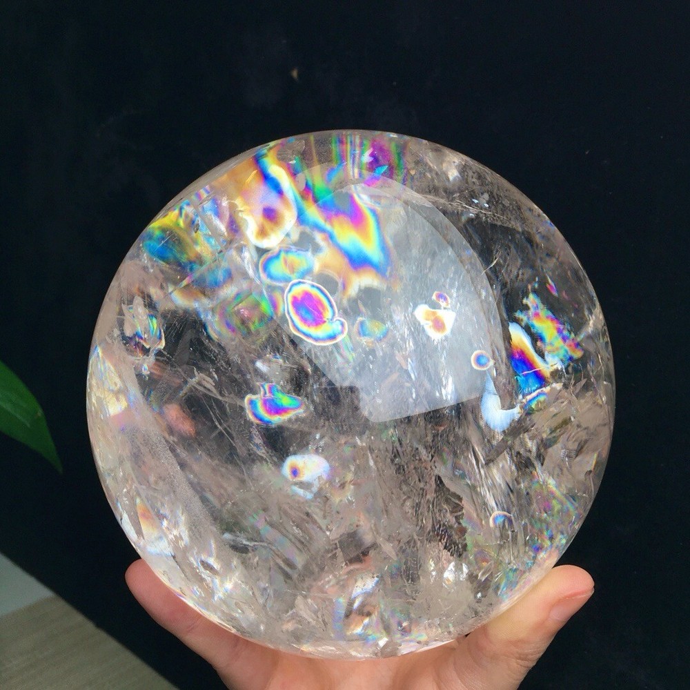 8.35LB Top Natural Clear Quartz Sphere Rainbow Crystals Ball Healing Gift 140mm