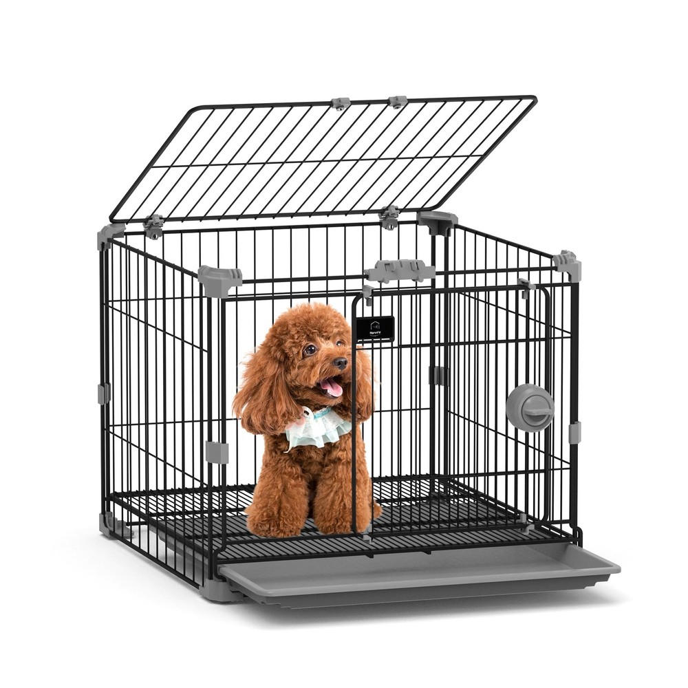 FLARUZIY Dog Crate for Small Dogs Under 25lbs,24 inch 24in Assembly, Black
