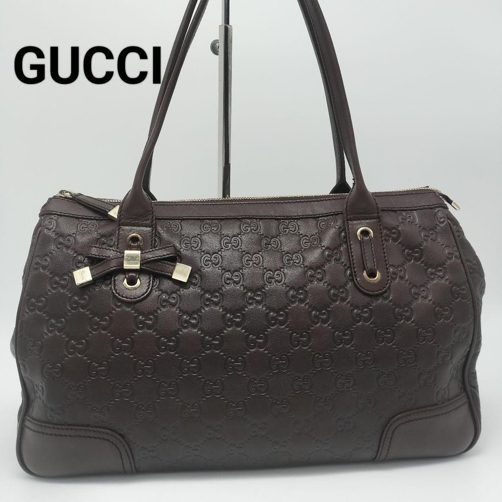 GUCCI Shima GG Leather Tote Bag in Dark Brown G05182626