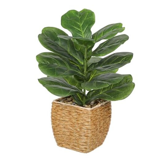 Realistic Fake Potted Fiddle Leaf Fig Plant for Indoor Decor