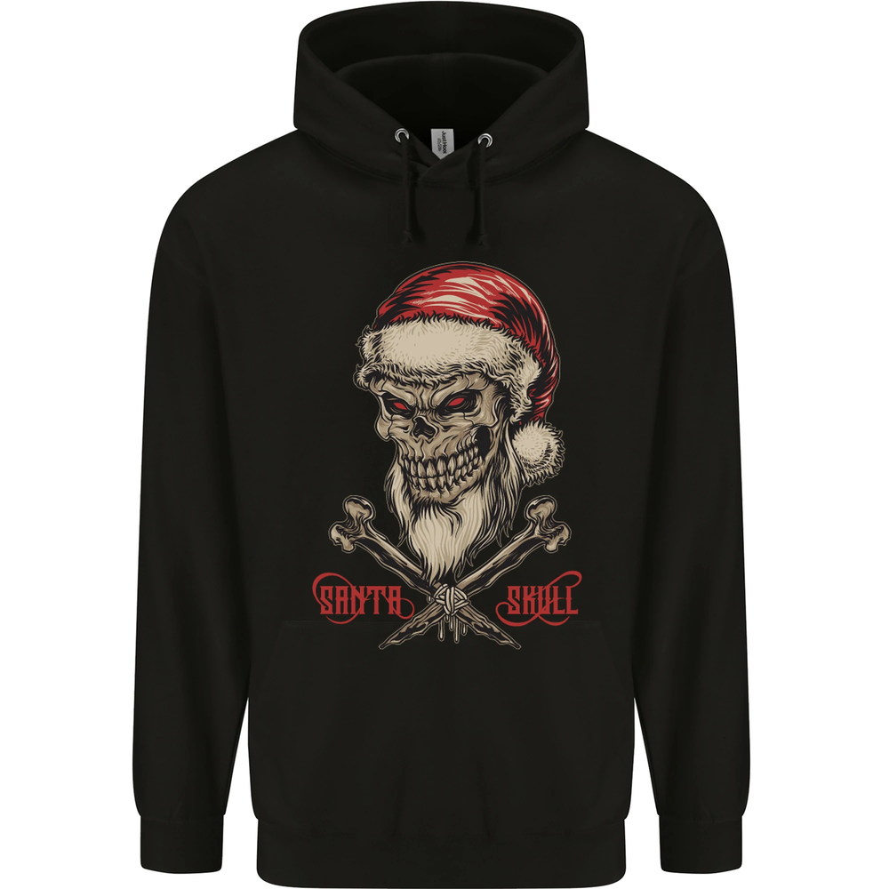 Santa Skull Heavy Metal Biker Hoodie for Men 80% Cotton Christmas Gift