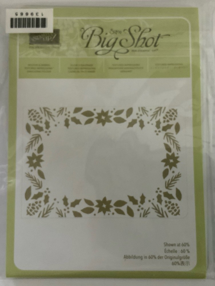 Stampin Up Big Shot BOUGHS AND BERRIES Embossing Folder Christmas Frame Pinecone
