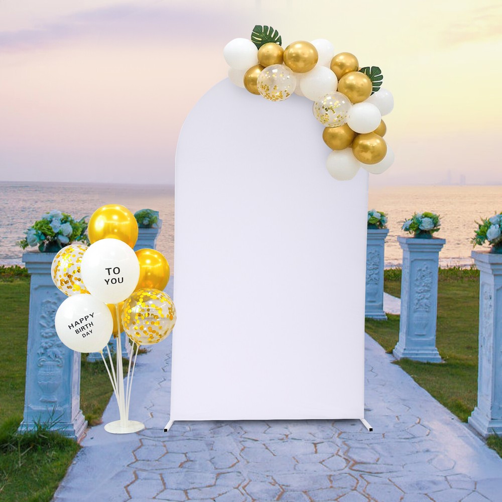 White Wedding Arch Frame Kit with Balloon Stand for Backdrops  