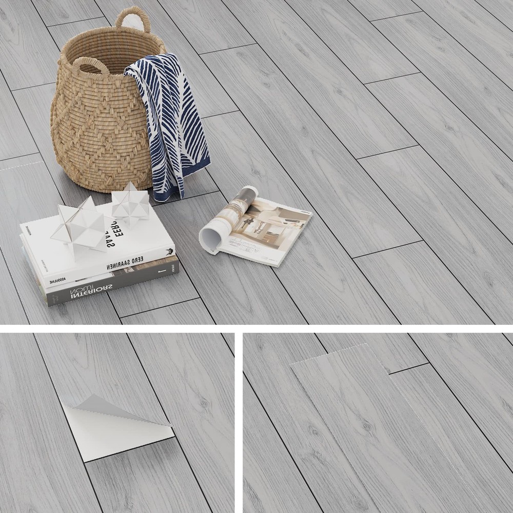 16-Pack Grey White Wood Vinyl Plank Flooring 6x36 Waterproof Peel and Stick