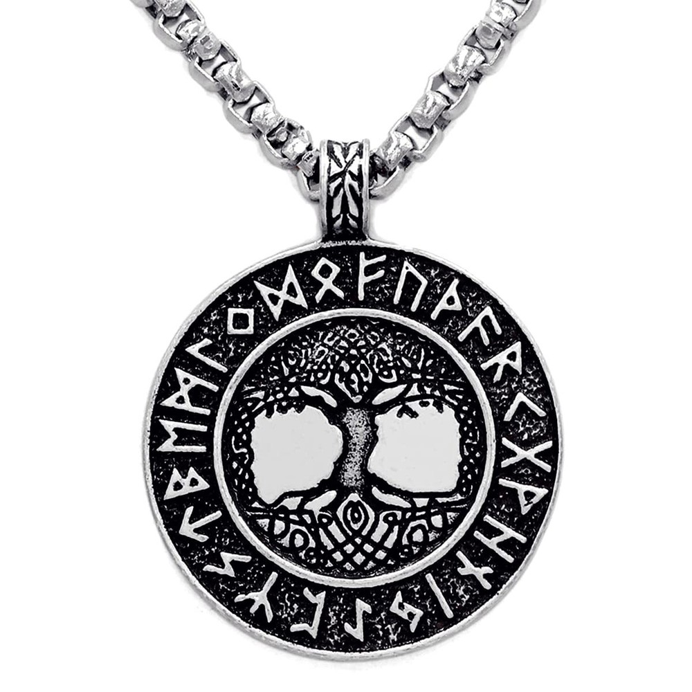 Leprato Viking Talisman Necklace for Men Norse Mjolnir Wolf Compass Valknut A...